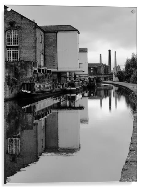 Shipley Wharf on the Leeds- Liverpool Canal BW Acrylic by Jeremy Hayden