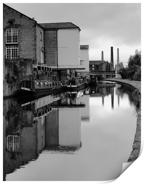 Shipley Wharf on the Leeds- Liverpool Canal BW Print by Jeremy Hayden