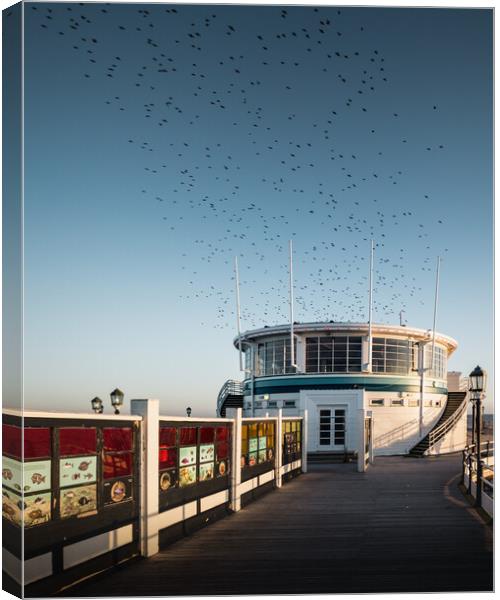 Starlings Over Worthing Pier Canvas Print by Mark Jones