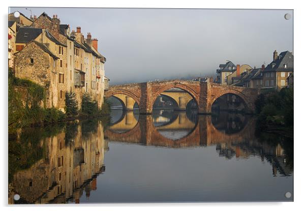 The Pont-Vieux Bridge, Espalion France Acrylic by Terry Sandoe