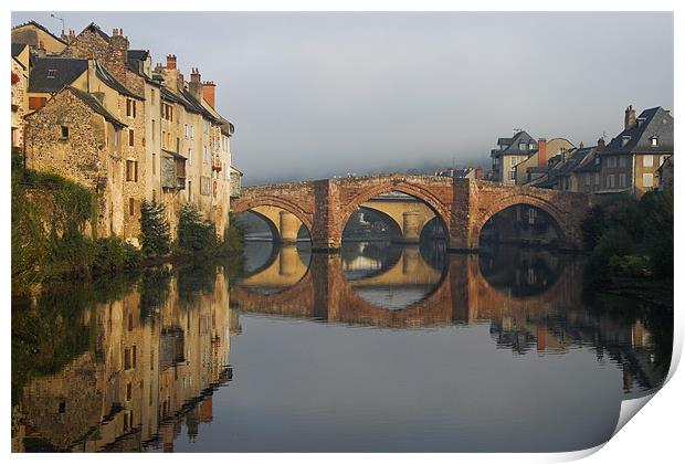 The Pont-Vieux Bridge, Espalion France Print by Terry Sandoe