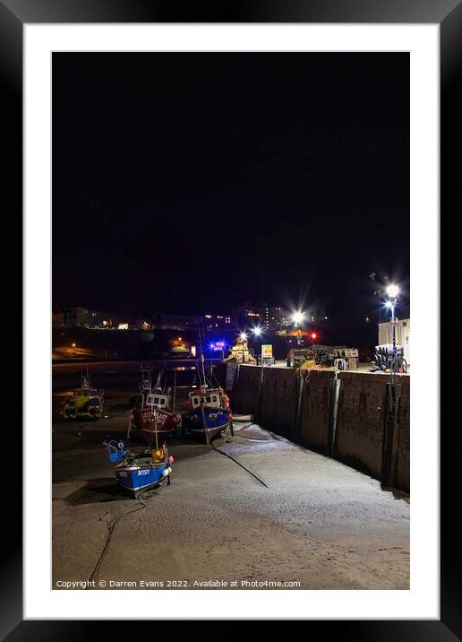 Tenby harbour after dark Framed Mounted Print by Darren Evans