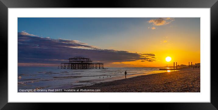 Sunset Stroll Brighton Framed Mounted Print by Margaret Ryan