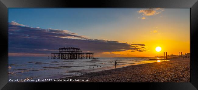 Sunset Stroll Brighton Framed Print by Margaret Ryan
