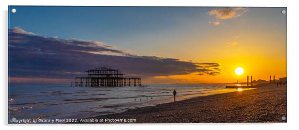 Sunset Stroll Brighton Acrylic by Margaret Ryan