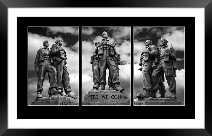 Commando Memorial Triptych (Black) Framed Mounted Print by Dave Urwin