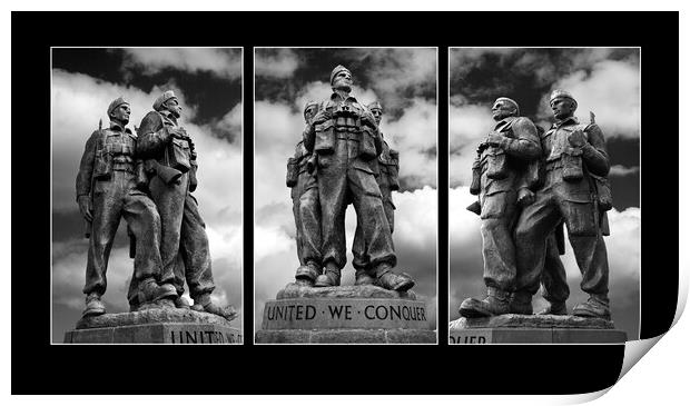 Commando Memorial Triptych (Black) Print by Dave Urwin