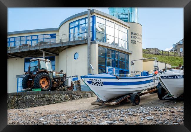 Fishing boats on Cromer beach, Norfolk coast Framed Print by Chris Yaxley