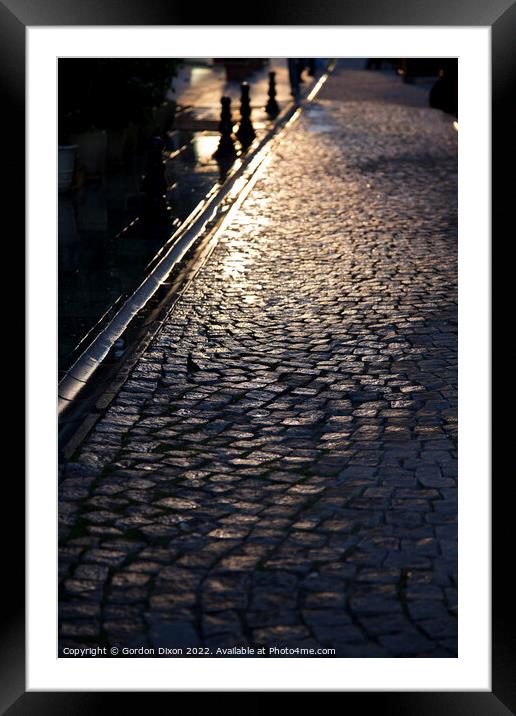 Wet cobbled street - early morning Istanbul Framed Mounted Print by Gordon Dixon