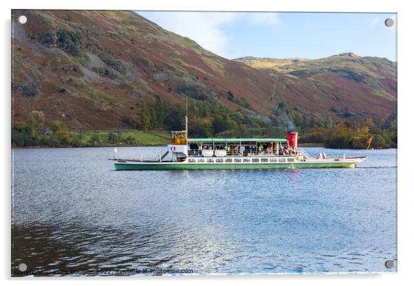 Ullswater Steamer Raven in Autumn Acrylic by Keith Douglas
