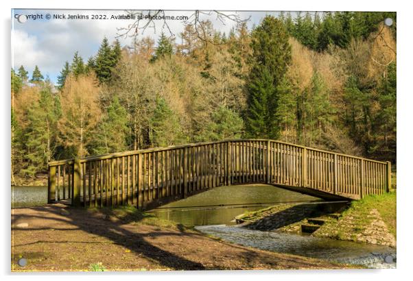 Wooden Footbridge Mallards Pike Forest of Dean  Acrylic by Nick Jenkins