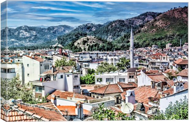 Marmaris Rooftops Canvas Print by Valerie Paterson