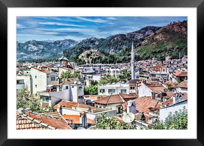 Marmaris Rooftops Framed Mounted Print by Valerie Paterson