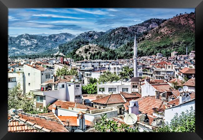 Marmaris Rooftops Framed Print by Valerie Paterson