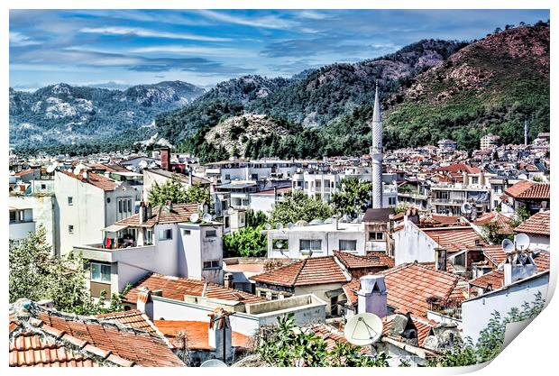 Marmaris Rooftops Print by Valerie Paterson