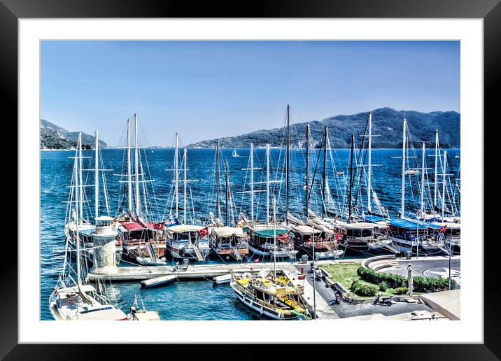 Marmaris Boats Framed Mounted Print by Valerie Paterson