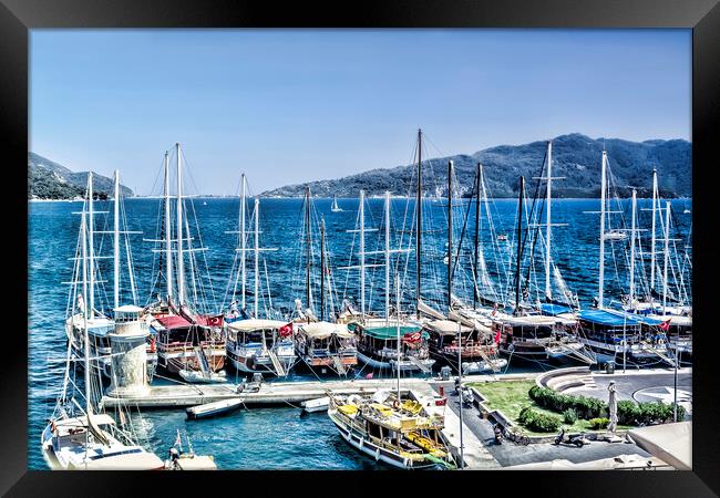 Marmaris Boats Framed Print by Valerie Paterson