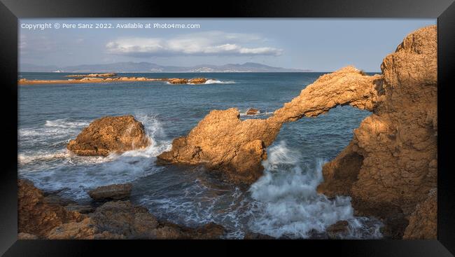 Natural Arch at the Beach in L'escala, Catalonia  Framed Print by Pere Sanz