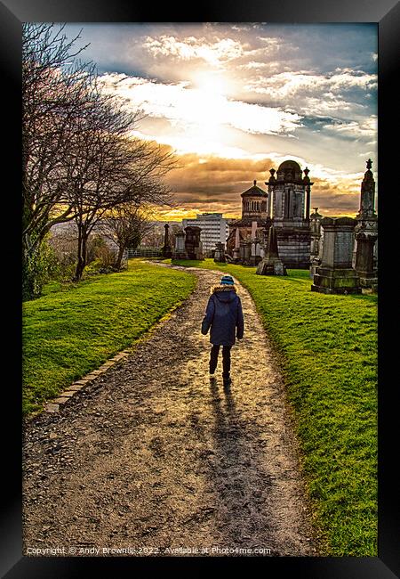 A walk in the cemetery Framed Print by Andy Brownlie