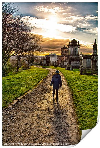 A walk in the cemetery Print by Andy Brownlie