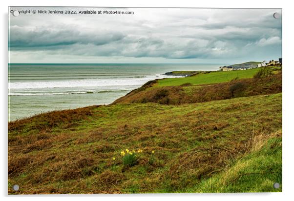 Gwbert on Sea Cardiganshire Coast West Wales  Acrylic by Nick Jenkins
