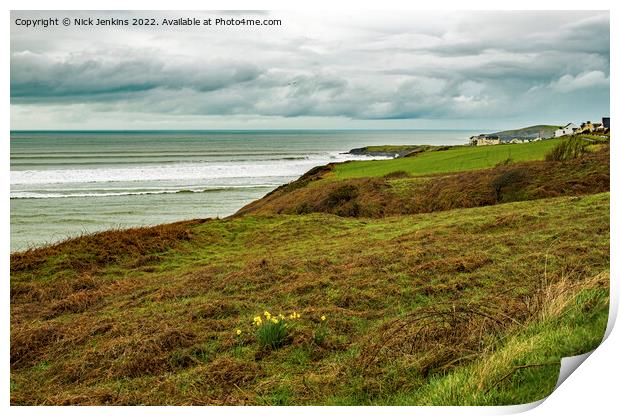 Gwbert on Sea Cardiganshire Coast West Wales  Print by Nick Jenkins