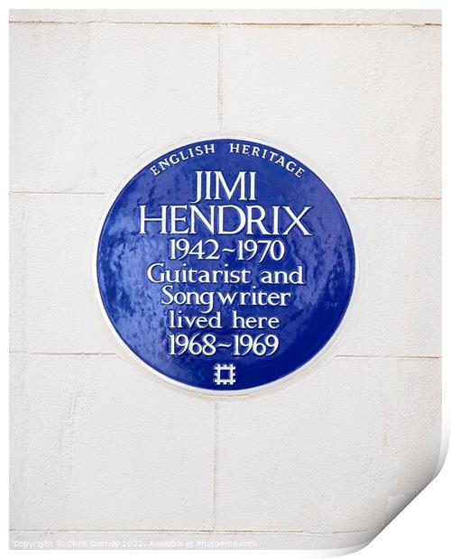 Jimi Hendrix Plaque in Mayfair, London Print by Chris Dorney