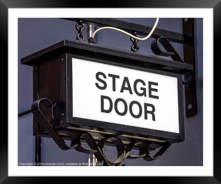 Vintage Stage Door Sign at a Theatre Framed Mounted Print by Chris Dorney