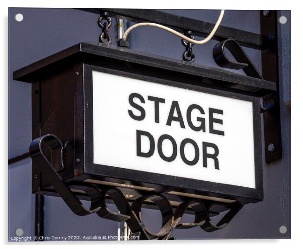Vintage Stage Door Sign at a Theatre Acrylic by Chris Dorney