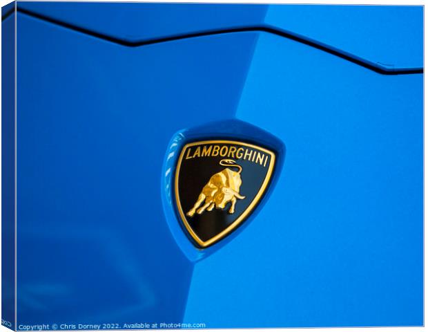 Lamborghini Badge on a Car Canvas Print by Chris Dorney