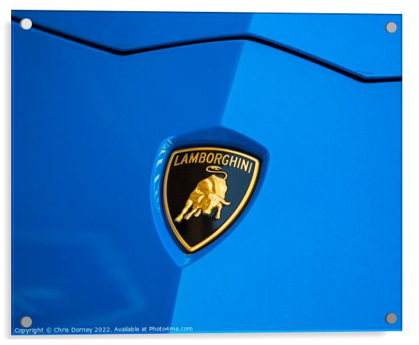 Lamborghini Badge on a Car Acrylic by Chris Dorney