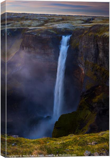 Haifoss waterfall in Iceland Canvas Print by Paulo Rocha