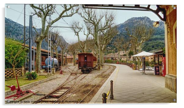 Soller Railway Station Mallorca Acrylic by Peter F Hunt