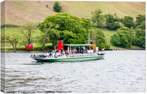Ullswater Steamer, Raven, at Howtown Canvas Print by Keith Douglas