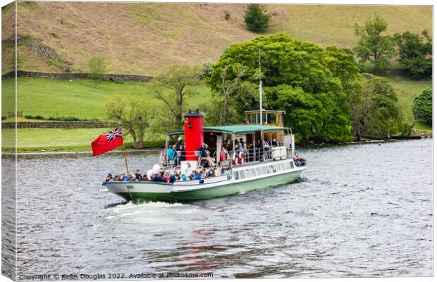 Ullswater Steamer at Howtown Canvas Print by Keith Douglas
