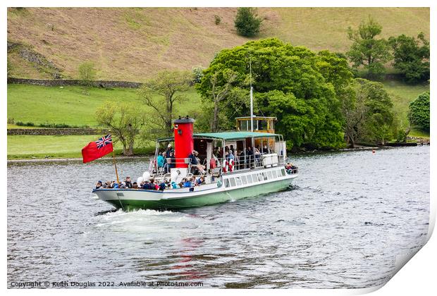 Ullswater Steamer at Howtown Print by Keith Douglas