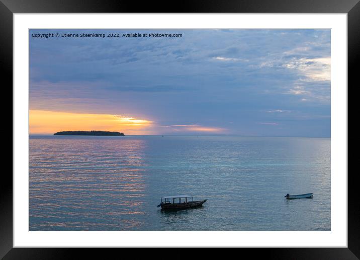Mnemba Island Sunrise Framed Mounted Print by Etienne Steenkamp