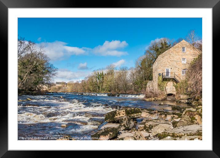 Demesnes Mill and River Tees at Barnard Castle Framed Mounted Print by Richard Laidler