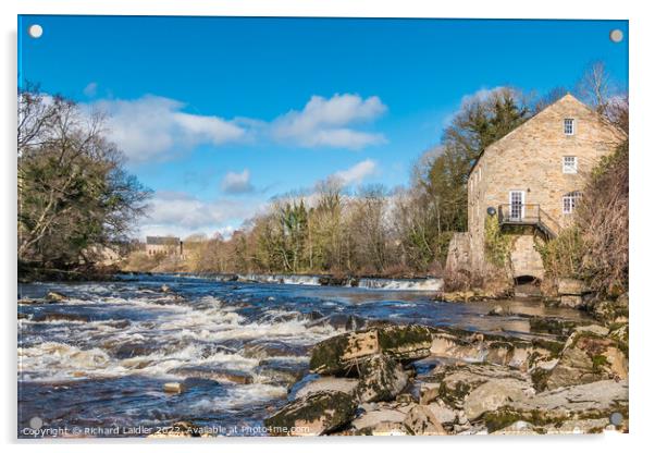 Demesnes Mill and River Tees at Barnard Castle Acrylic by Richard Laidler