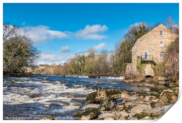 Demesnes Mill and River Tees at Barnard Castle Print by Richard Laidler
