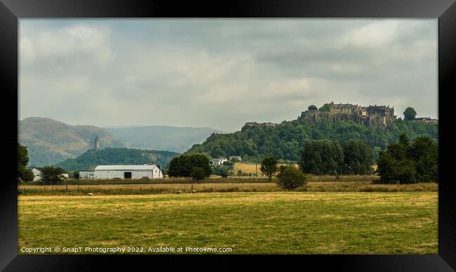 Stirling Castle and Wallace Monument, with the Ochil Hills in background Framed Print by SnapT Photography
