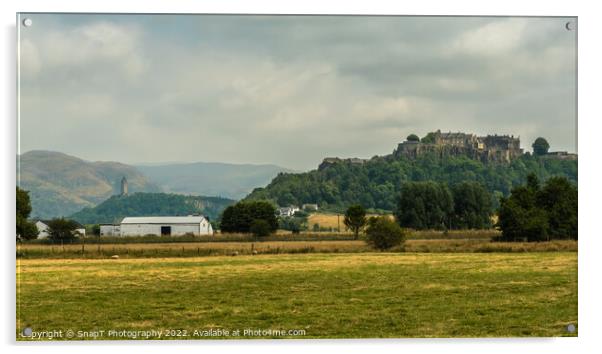 Stirling Castle and Wallace Monument, with the Ochil Hills in background Acrylic by SnapT Photography