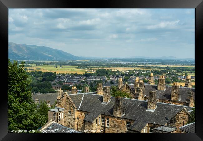 View over Stirling, the Forth Valley and Ochil Hills in the background Framed Print by SnapT Photography