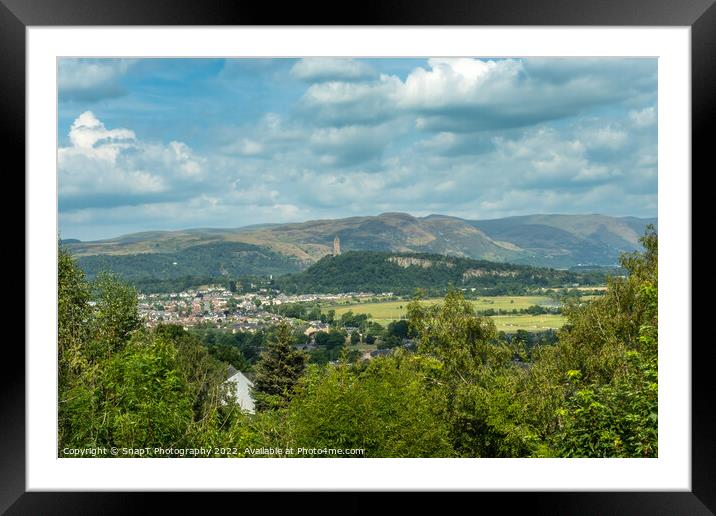 View over Stirling with the Wallace Monument and Ochil Hills in the background Framed Mounted Print by SnapT Photography