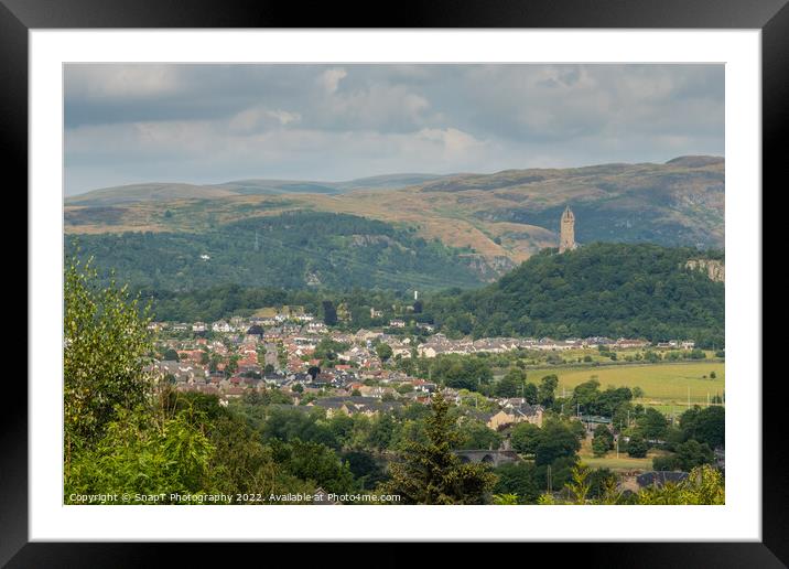 View over Stirling with the Wallace Monument and Ochil Hills in the background Framed Mounted Print by SnapT Photography