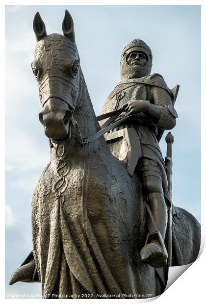 Statue of King Robert the Bruce at the site of BannockBurn, Scotland Print by SnapT Photography