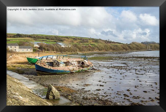 Moored Boats at Gwbert on Sea Ceredigion   Framed Print by Nick Jenkins