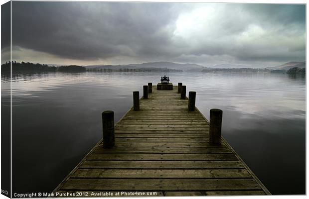 Wooden Jetty on Lake Windermere Cumbria Canvas Print by Mark Purches