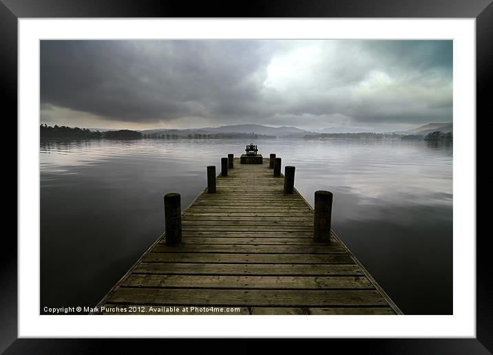 Wooden Jetty on Lake Windermere Cumbria Framed Mounted Print by Mark Purches