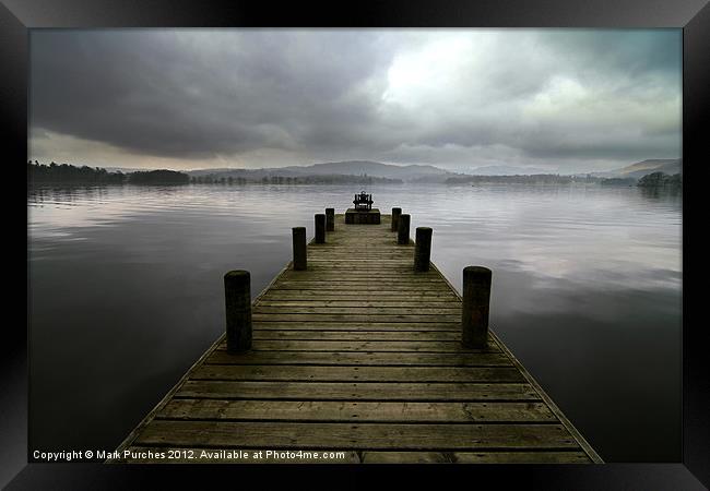 Wooden Jetty on Lake Windermere Cumbria Framed Print by Mark Purches